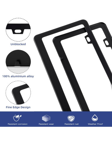 Paquete de 2 Marcos de Placa de Licencia OKLPF Aluminio Negro