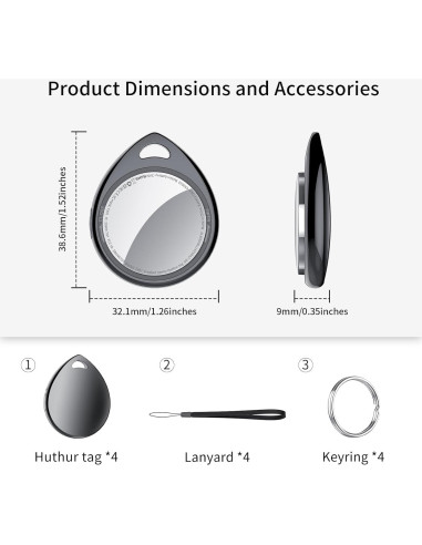Etiquetas Air Tracker QCOQ - Paquete de 4, Bluetooth 5.3, 100dB