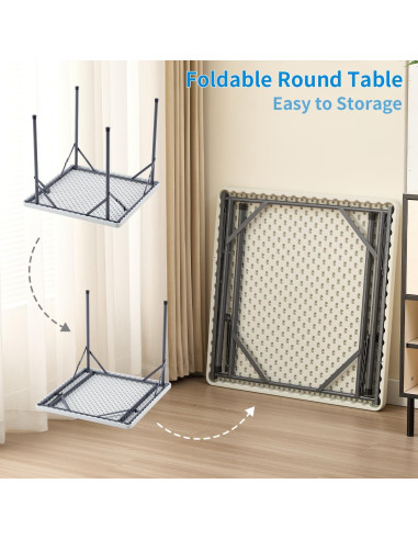 Mesa Plegable Cuadrada KAIHAOWIN 78.74 cm Blanca para Eventos