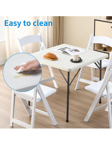 Mesa Plegable Cuadrada KAIHAOWIN 78.74 cm Blanca para Eventos