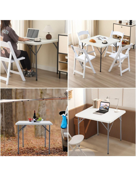 Mesa Plegable Cuadrada KAIHAOWIN 78.74 cm Blanca para Eventos