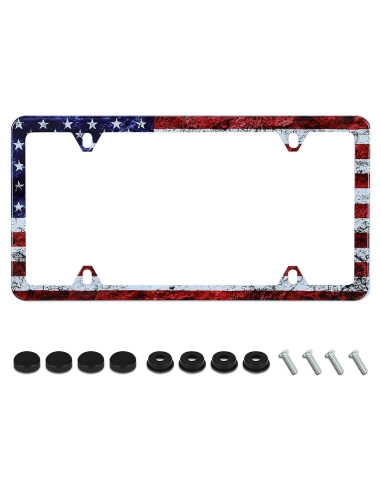 Marco de Placa de Licencia Acero Inoxidable UNINDREM Bandera Americana