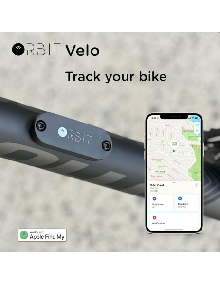 Rastreador de Bicicleta Orbit Velo con Apple Find My - Impermeable
