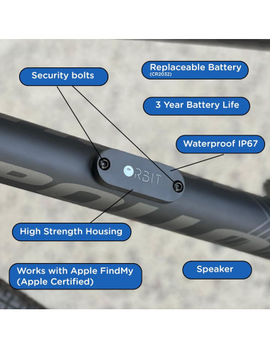 Rastreador de Bicicleta Orbit Velo con Apple Find My - Impermeable