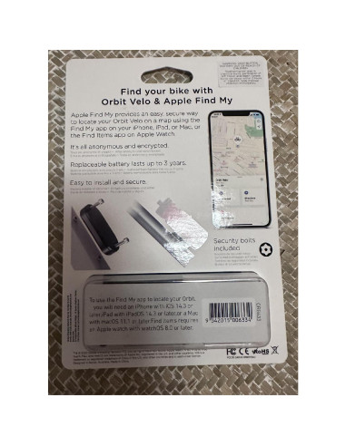 Rastreador de Bicicleta Orbit Velo con Apple Find My - Impermeable