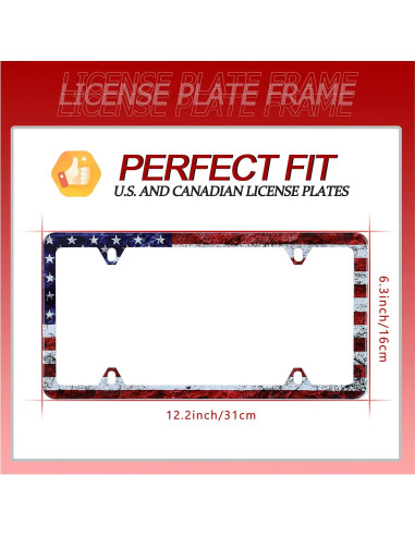Marco de Placa de Licencia Acero Inoxidable UNINDREM Bandera Americana