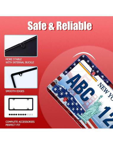 Marco de Placa de Licencia Acero Inoxidable UNINDREM Bandera Americana