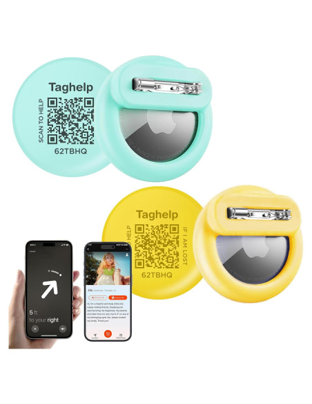 Soporte para AirTag Taghelp - Funda Silicona Verde y Amarillo