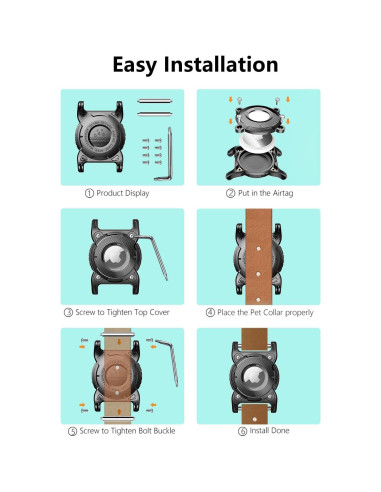 Soporte de Collar para Perro AirTag Sichy Rojo Impermeable IPX8