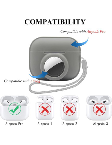 Funda Protectora 2 en 1 para AirPods Pro 2 Gen 2022 - Gris Plateado