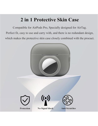 Funda Protectora 2 en 1 para AirPods Pro 2 Gen 2022 - Gris Plateado