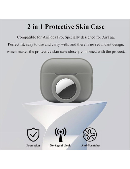 Funda Protectora 2 en 1 para AirPods Pro 2 Gen 2022 - Gris Plateado
