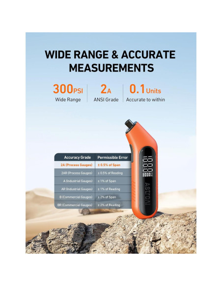 Medidor de Presión de Neumáticos Digital AstroAI 3-300 PSI