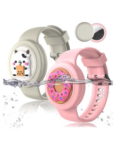 2Pack Pulsera Silicona Impermeable BIQIRE para AirTag Niños