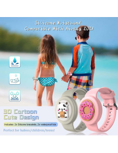 2Pack Pulsera Silicona Impermeable BIQIRE para AirTag Niños 2