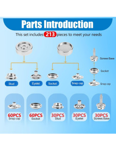 Kit de Botones a Presión NVAAV 213PCS Acero Inoxidable 2