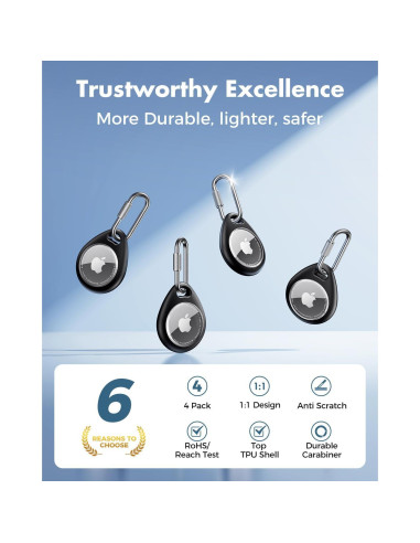 Soporte AirTag UNBREAKcable - 4 Fundas TPU Impermeables