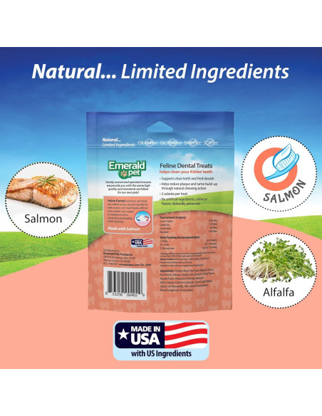 Galletas Dentales para Gatos Emerald Pet - Salmón 85 g