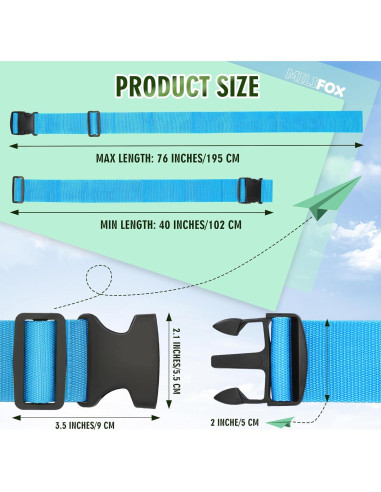 Correas de Equipaje Ajustables Milifox 4 Piezas 193 cm Azul