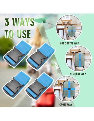 Correas de Equipaje Ajustables Milifox 4 Piezas 193 cm Azul