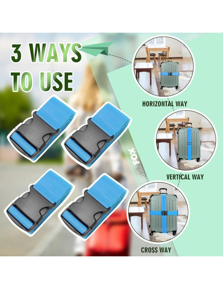 Correas de Equipaje Ajustables Milifox 4 Piezas 193 cm Azul