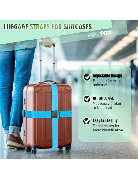 Correas de Equipaje Ajustables Milifox 4 Piezas 193 cm Azul