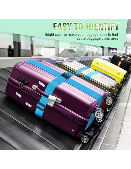 Correas de Equipaje Ajustables Milifox 4 Piezas 193 cm Azul