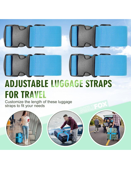 Correas de Equipaje Ajustables Milifox 4 Piezas 193 cm Azul