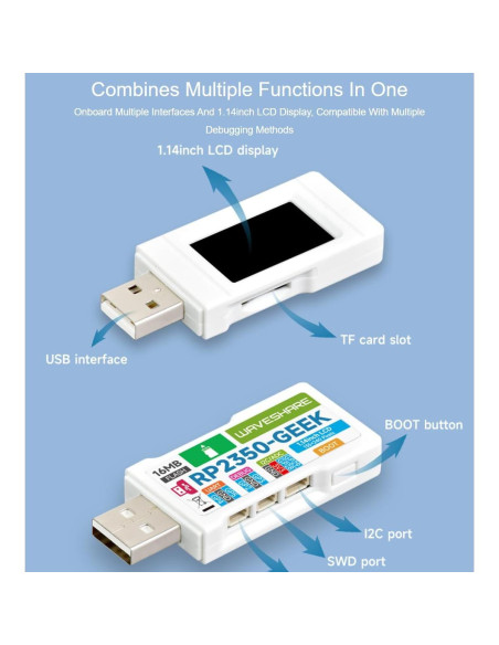 Placa de desarrollo Waveshare RP2350-GEEK con LCD 1.14"