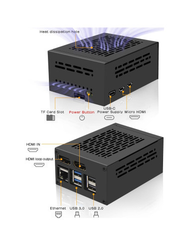 Adaptador HDMI a CSI-2 Geekworm X1301 con Caja y Fuente 27W