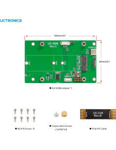 Adaptador PCIe a M.2 NVMe UCTRONICS para Raspberry Pi 5 2