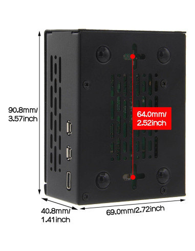 Caja Metal Geekworm X1301-C1 + Disipador H509 + Fuente 27W