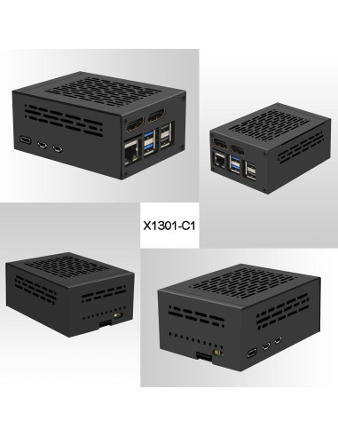 Caja Metal Geekworm X1301-C1 + Disipador H509 + Fuente 27W