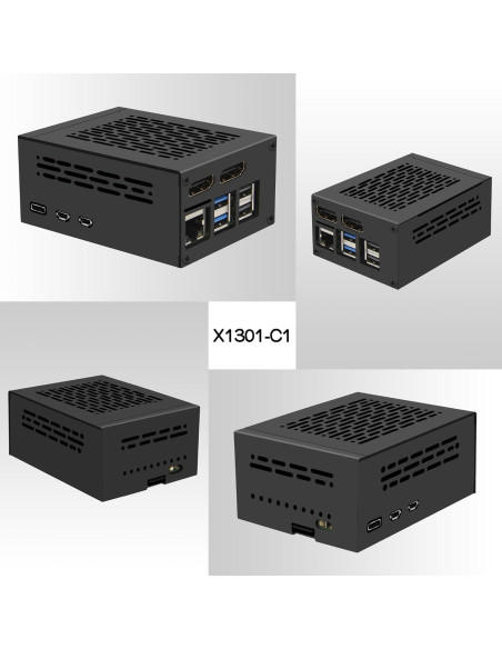 Caja Metal Geekworm X1301-C1 + Disipador H509 + Fuente 27W