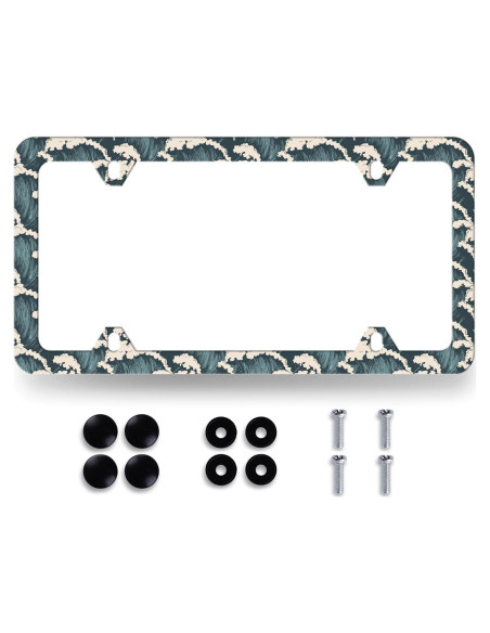 Marco de Placa de Licencia MUAWUOIK Olas del Océano 31.2x16 cm Marco de Placa de Licencia MUAWUOIK Olas del Océano 31.2x16 cm