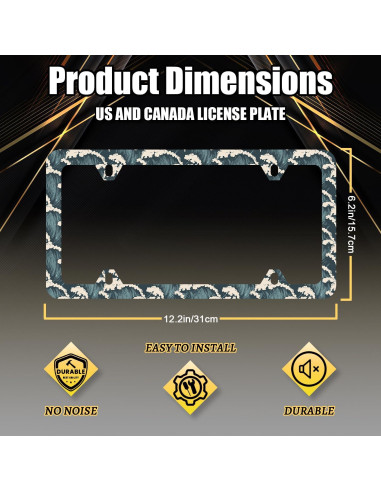 Marco de Placa de Licencia MUAWUOIK Olas del Océano 31.2x16 cm