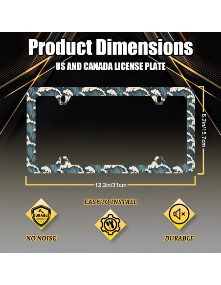 Marco de Placa de Licencia MUAWUOIK Olas del Océano 31.2x16 cm Marco de Placa de Licencia MUAWUOIK Olas del Océano 31.2x16 cm