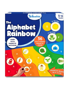 Juego de Emparejamiento Magnético Skillmatics - Arcoíris del Alfabeto, 35+ Piezas, 3-6 Años