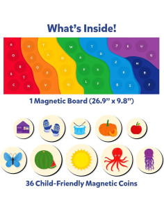 Juego de Emparejamiento Magnético Skillmatics - Arcoíris del Alfabeto, 35+ Piezas, 3-6 Años 2