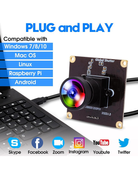 Cámara USB IFWATER 2MP 90fps Obturador Global 1200P