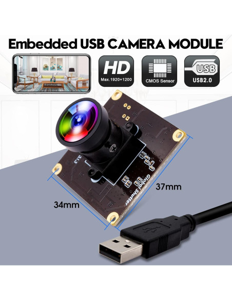 Cámara USB IFWATER 2MP 90fps Obturador Global 1200P