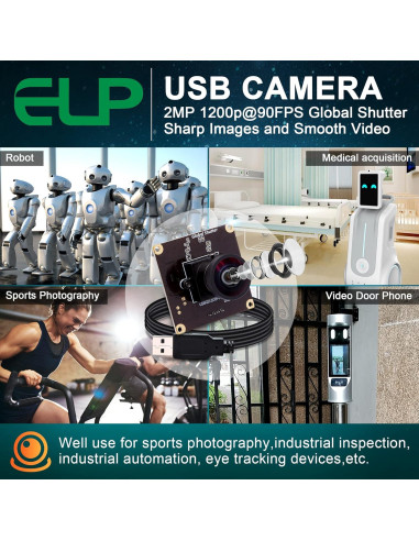 Cámara USB IFWATER 2MP 90fps Obturador Global 1200P