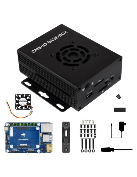 Placa Base Mini Waveshare CM5 con Caja Metal y Fuente 5V 5A
