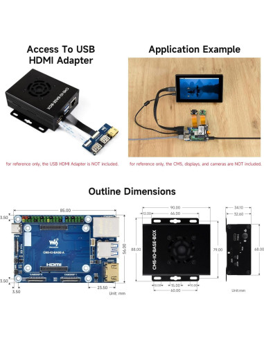 Placa Base Mini Waveshare CM5 con Caja Metal y Fuente 5V 5A