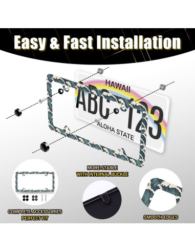 Marco de Placa de Licencia MUAWUOIK Olas del Océano 31.2x16 cm