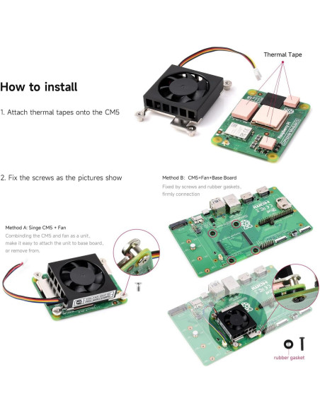 Ventilador de Refrigeración Waveshare CM5 5V 5000 RPM Bajo Ruido