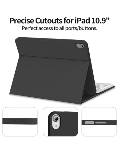 Funda de teclado KENKE para iPad 10 y 11 generación, negra