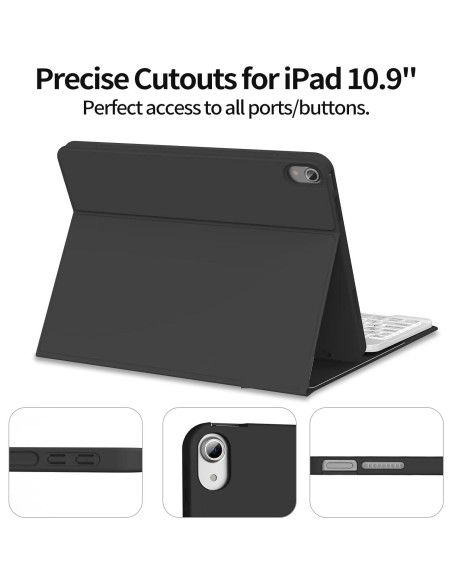Funda de teclado KENKE para iPad 10 y 11 generación, negra