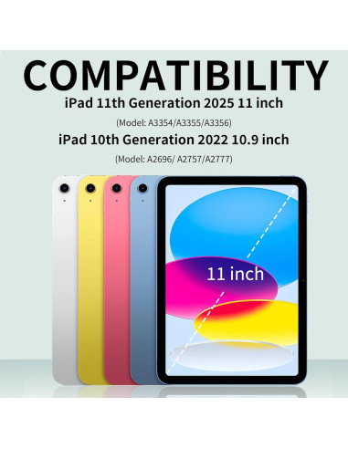 Funda de teclado KENKE para iPad 10 y 11 generación, negra