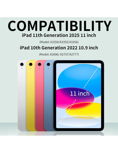 Funda de teclado KENKE para iPad 10 y 11 generación, negra